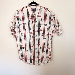 Chaps Ralph Lauren Fourth of July USA Button Up Shirt Size Medium Americana
